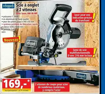 Norma Scie à Onglet à 2 Vitesses Scheppach offre