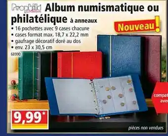 Norma Album Numismatique Ou Philatélique à Anneaux Prophild Collection offre
