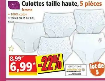 Norma Culottes Taille Haute, 5 Pièces Femme offre