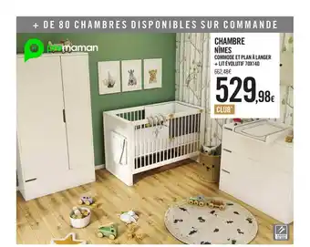 Chambre Nîmes Commode Et Plan à Langer + Lit évolutif 70 X 140