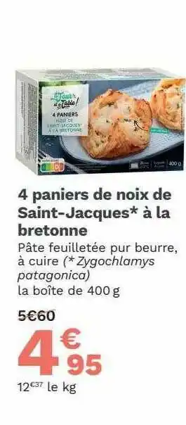 Picard 4 Paniers De Noix De Saint-jacques à La Bretonne offre