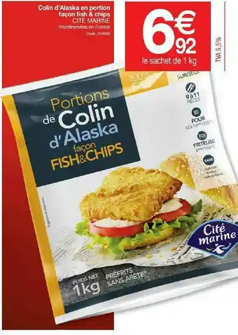 Promocash Colin D'alaska En Portion Façon Fish & Chips Cité Marine offre