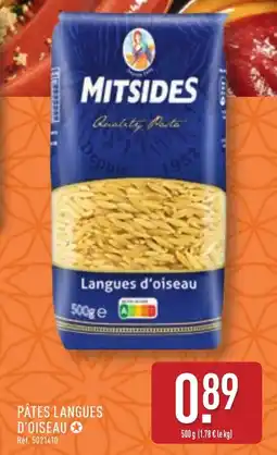 ALDI MITSIDES Pâtes langues d'oiseau offre