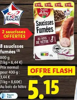 Lidl 8 saucisses fumées offre