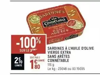 Sardines Ă L'huile D'olive Vierge Extra Sans ArĂȘtes ConnĂ©table