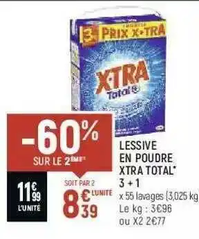 Spar Lessive En Poudre Xtra Total 3 + 1 offre