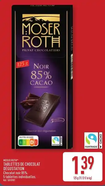 ALDI MOSER ROTH® Tablettes de chocolat dégustation offre