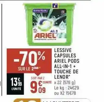 Lessive Capsules Ariel Pods All-in-1 + Touche De Lenor
