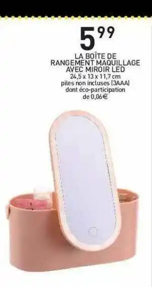 Stokomani La Boîte De Rangement Maquillage Avec Miroir Led offre