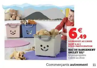 Super U Bac De Rangement Smiley 32l offre