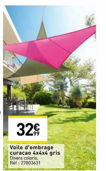 Weldom Voile D'ombrage Curacao 4x4x4 Gris offre