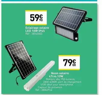 Weldom éclairage Solaire Led 10w Ip65, Néon Solaire 47 Cm 10w offre