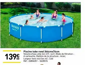 Piscine Tube Rond 366 Cm X 76 Cm
