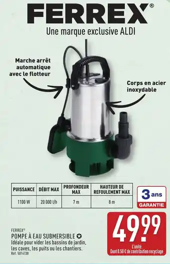 ALDI FERREX® Pompe à eau submersible offre