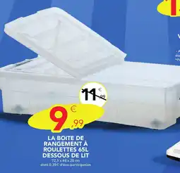 Stokomani La boite de rangement à roulettes 65l dessous de lit offre