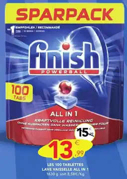 Stokomani FINISH Les 100 tablettes lave vaisselle all in 1 offre