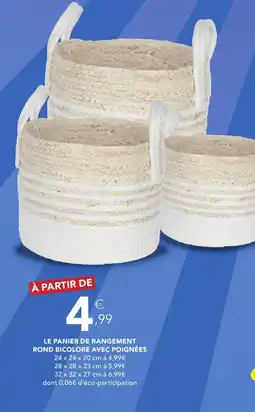 Stokomani Le panier de rangement rond bicolore avec poignées offre