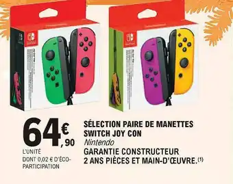 E.Leclerc Sélection Paire De Manettes Switch Joy Con Nintendo offre