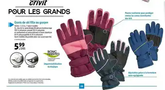 Lidl Gants De Ski Fille Ou Garçon offre