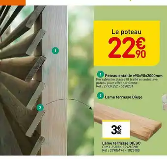 Weldom Poteau Entaille V90 X 90 X 2000 Mm, Lame Terrasse Diego, Lame Terrasse Diego offre