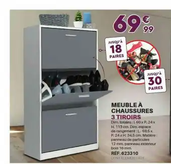 Shopix Meuble à Chaussures 3 Tiroirs offre