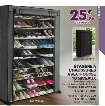 étagère à Chaussures Avec Housse 10 Niveaux