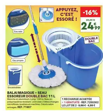 Shopix Balai Magique + Seau Essoreur Double Bac 11 L offre
