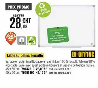 Plein ciel Tableau Blanc émaillé Bi-office offre