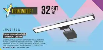 Plein ciel Lampe Pour Ordi Portable Travelight Led Noir Unilux offre