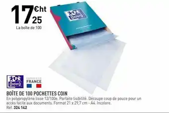 Hyperburo Boîte De 100 Pochettes Coin Oxford offre