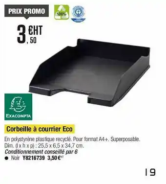 Corbeille Ă Courrier Eco Exacompta