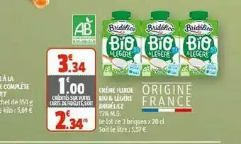 Coccinelle Supermarché Crème Fluide Bio & Légère Bridélice 15% M.g. offre