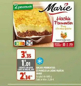 Coccinelle Supermarché Hachis Parmentier Et Purée à La Crème Fraîche Marie offre
