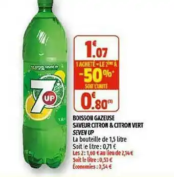 Coccinelle Supermarché Boisson Gazeuse Saveur Citron & Citron Vert Seven Up offre