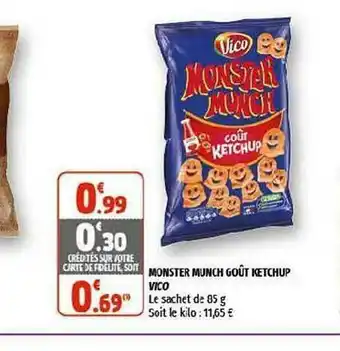 Coccinelle Supermarché Monster Munch Goût Ketchup Vico offre