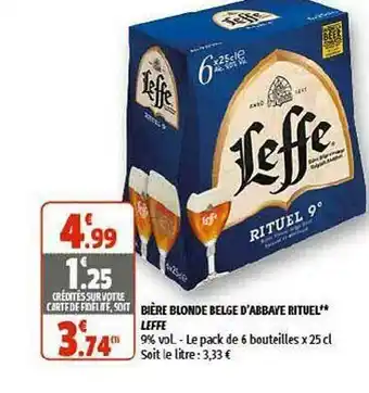 Coccinelle Supermarché Bière Blonde Belge D'abbaye Rituel Leffe offre