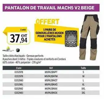 DomPro Pantalon De Travail Manch5 V2 Beige offre