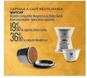 Culinarion Capsules à Café Réutilisable Waycap offre