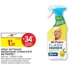 Intermarché Spray nettoyant dégraissant citron d'été mr propre offre