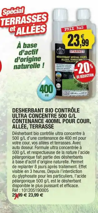 Outiror Desherbant Bio Contrôle Ultra Concentre 500 G L Contenance 400ml Pour Cour Allée Terrasse offre