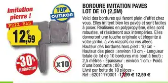 Outiror Bordure Imitation Paves Lot De 10 (2.5 M) offre