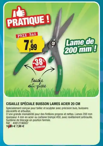 Outiror Cisaille Spéciale Buisson Lames Acier 20 Cm offre