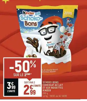 Casino Shop Schoko-bons Chocolat Au Lait Et Aux Noisettes Kinder offre