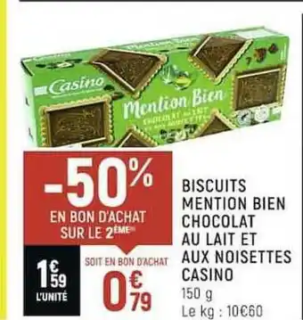 Casino Shop Biscuits Mention Bien Chocolat Au Lait Et Aux Noisettes Casino offre