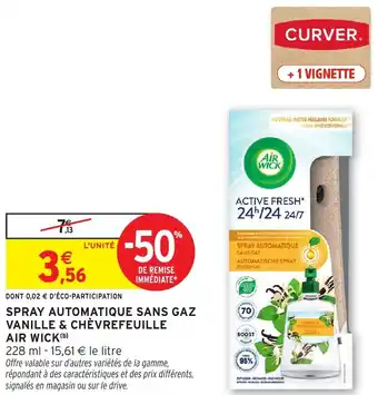 Intermarché Spray automatique sans gaz vanille & chèvrefeuille air wick offre