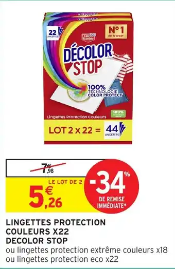 Intermarché Lingettes protection couleurs x22 offre