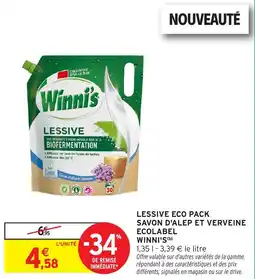 Intermarché Lessive eco pack savon d'alep et verveine ecolabel winni's offre