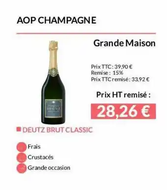 Aop Champagne Grande Maison Deutz Brut Classic