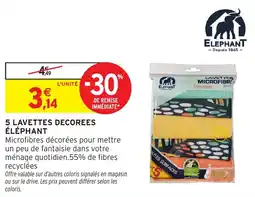 Intermarché 5 LAVETTES DECOREES ÉLÉPHANT offre