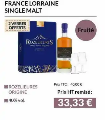 France Lorraine Single Malt Rozelieures Origine